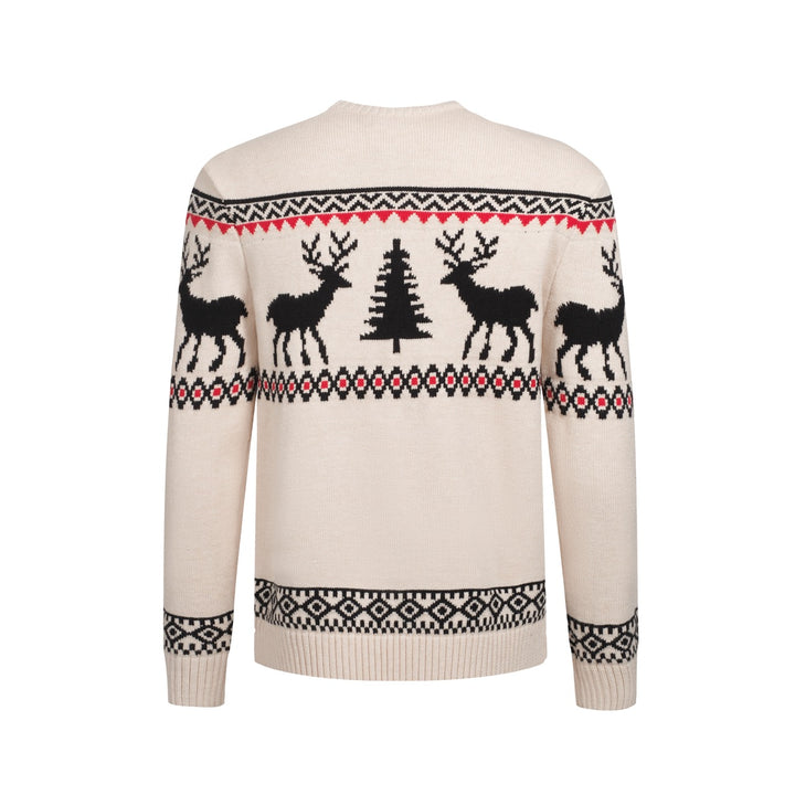 Men's apricot Christmas crew-neck sweater