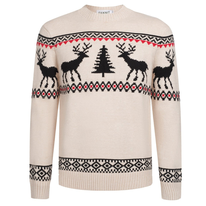 Men's apricot Christmas crew-neck sweater