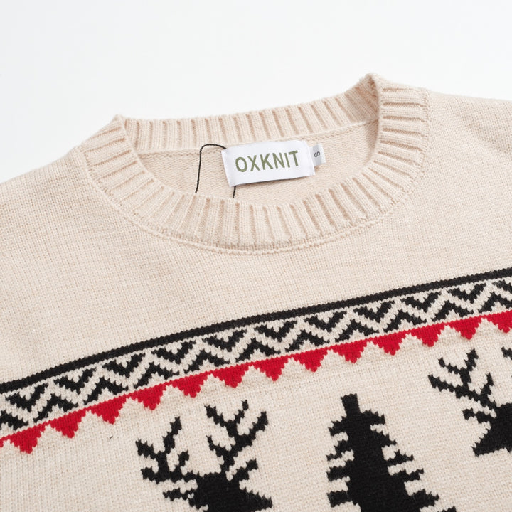 Men's apricot Christmas crew-neck sweater