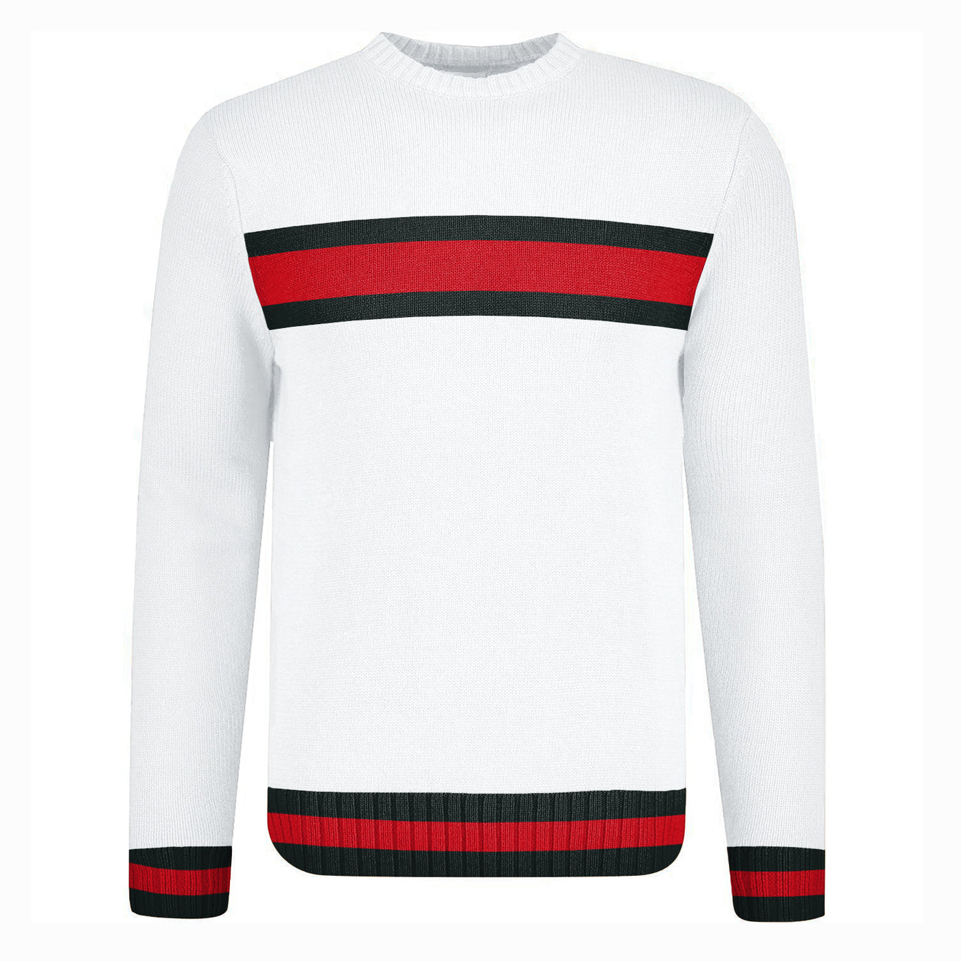 Men's vintage white striped crew neck sweater