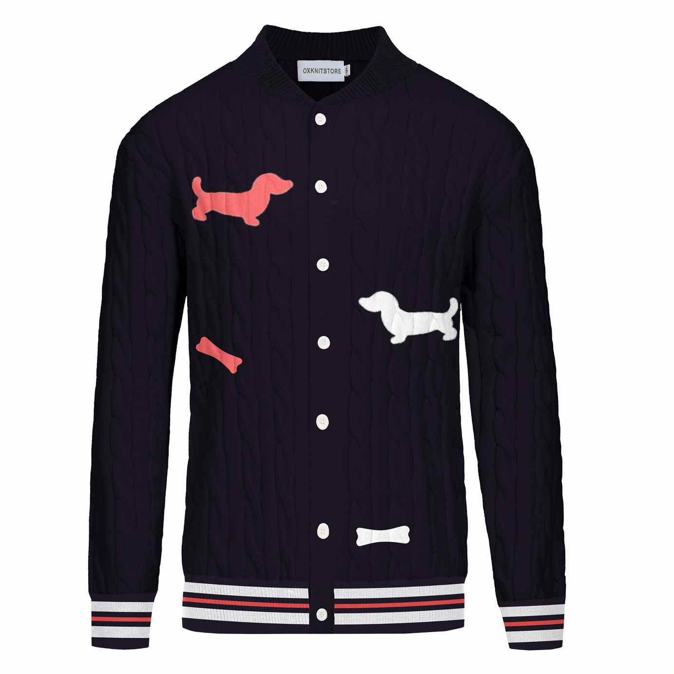 Men's black dachshund twist knit coat