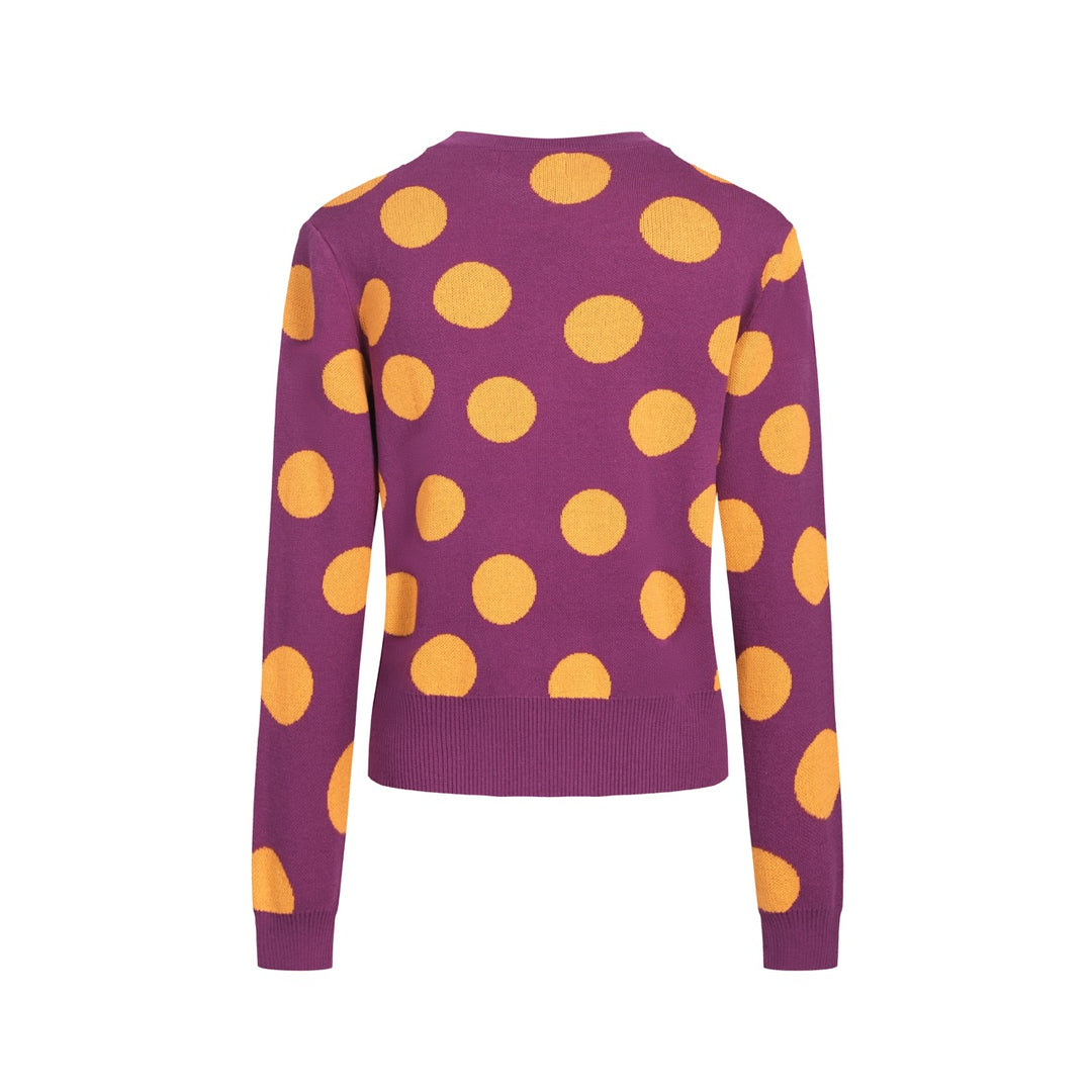 Lila Purple Polka Dot -Strickjacke für Frauen