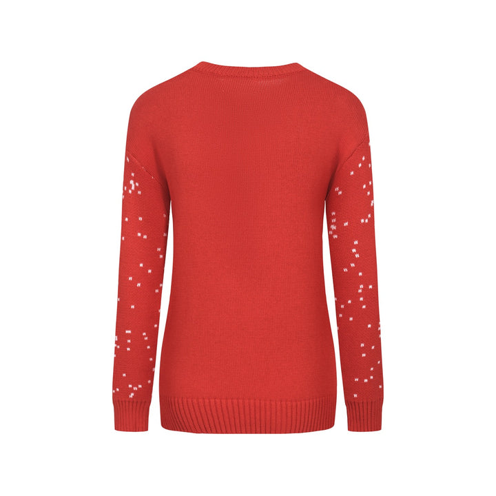 Women's red Christmas jacquard knit sweater