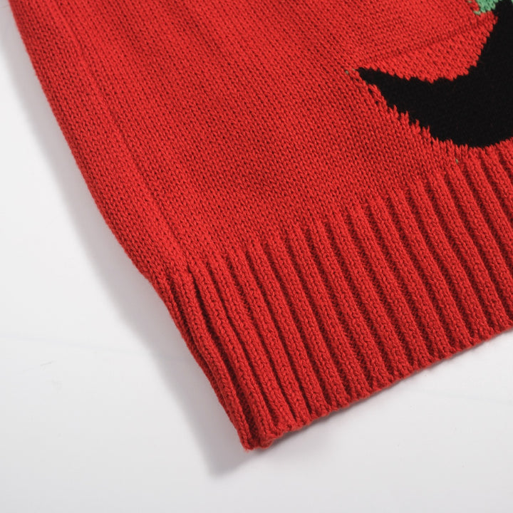 Suéter de tejido de punto Jacquard de Navidad roja para mujeres