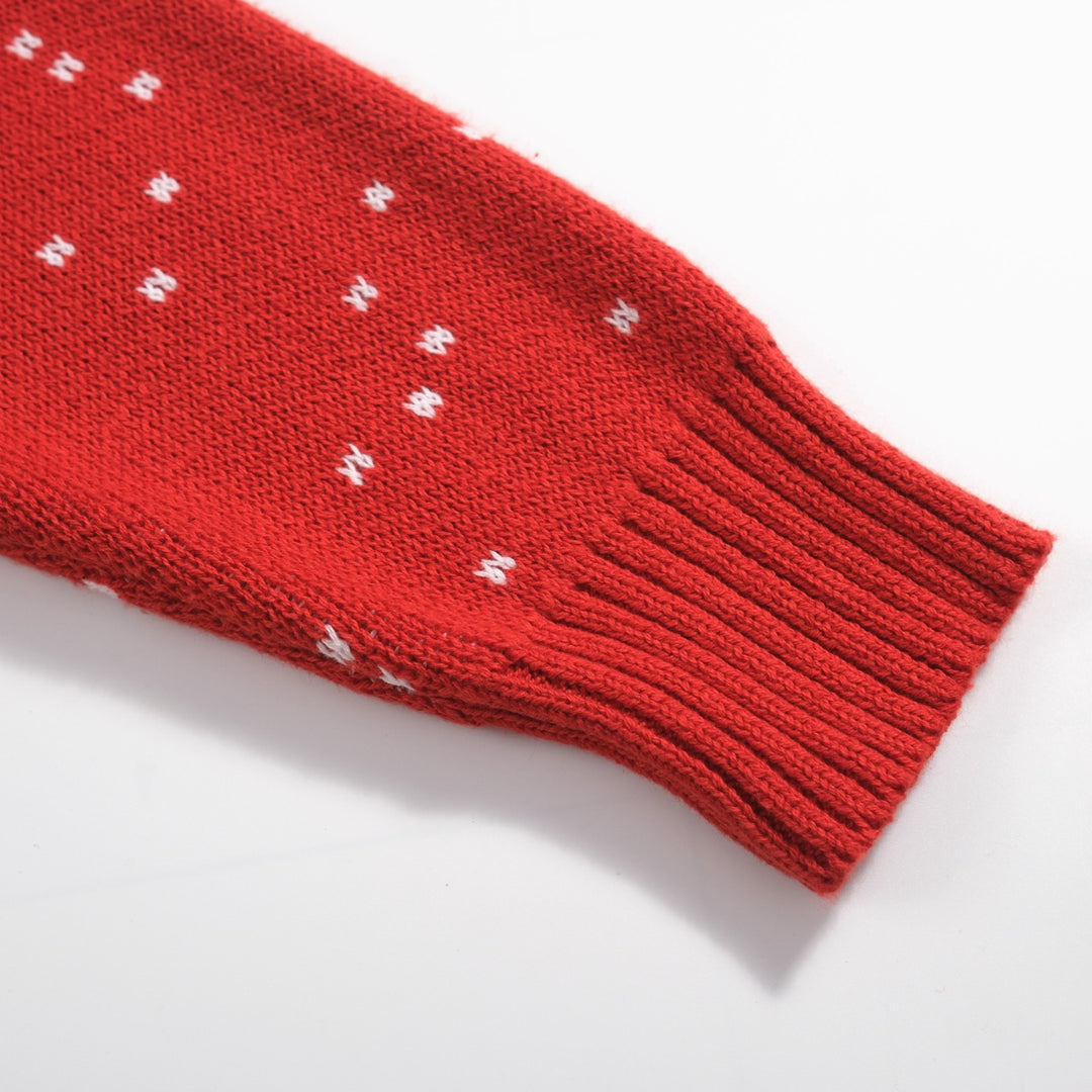 Suéter de tejido de punto Jacquard de Navidad roja para mujeres