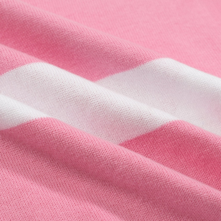 Women's Pink Striped Love Crew-Neck-Pullover