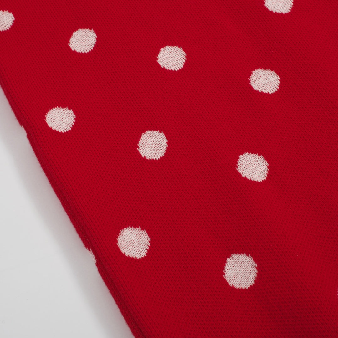 Women's red polka dot vintage lapel sweater