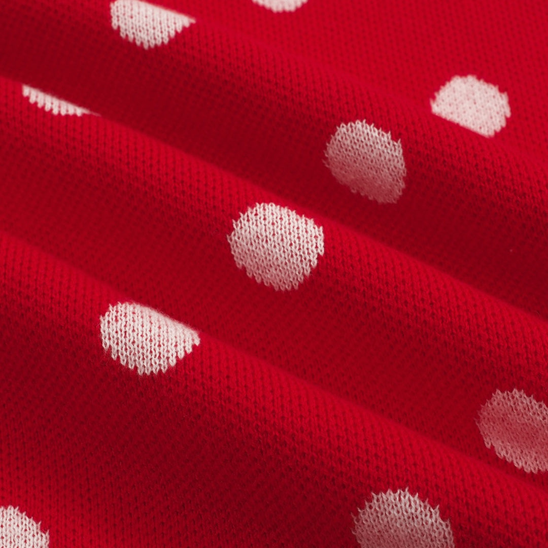 Women's red polka dot vintage lapel sweater