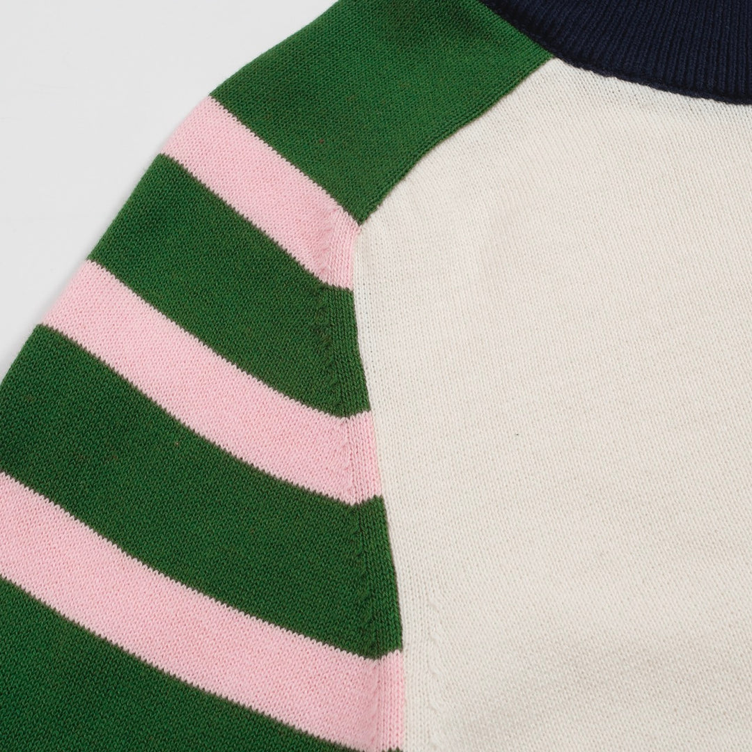 Women's green vintage striped Christmas jumper