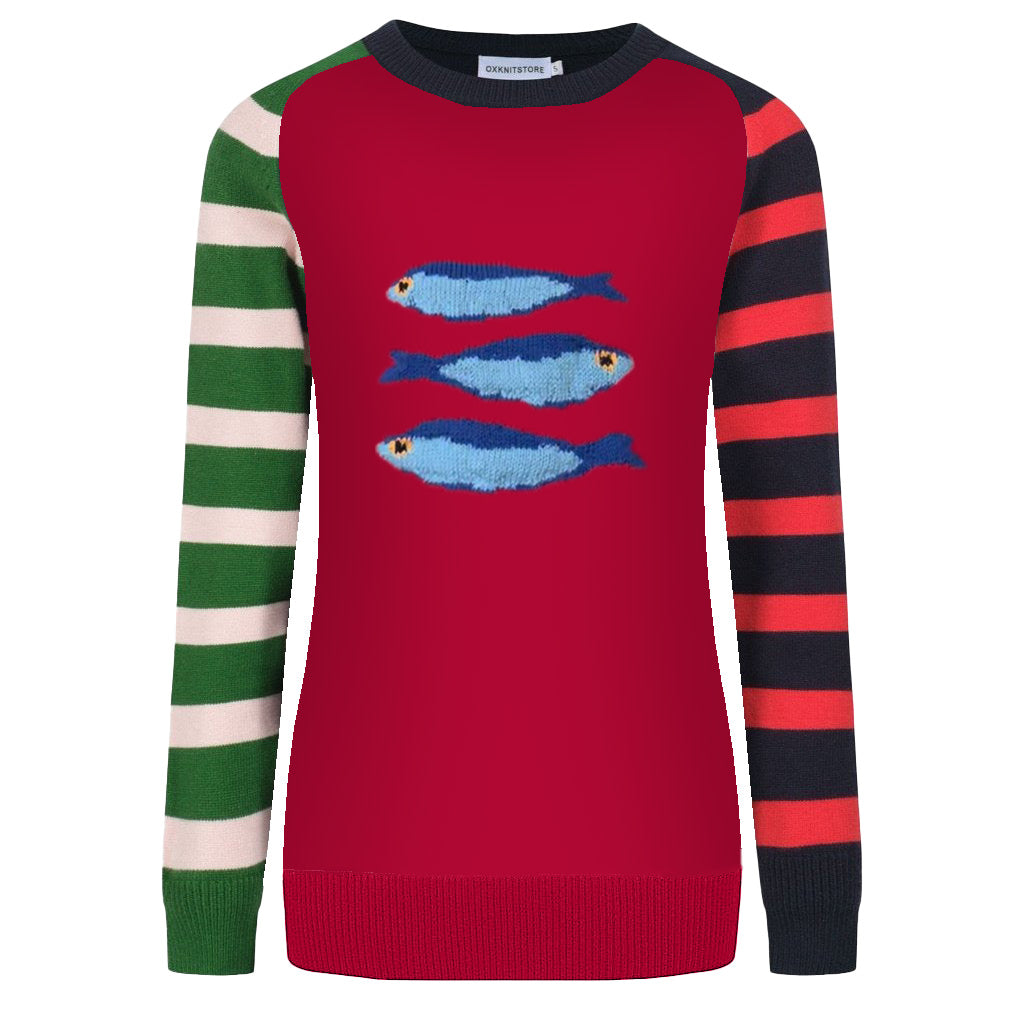 Women's color-matching striped ocean jacquard knit top