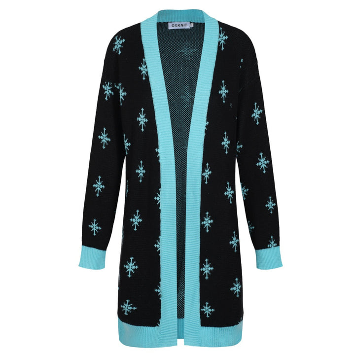 Women's blue vintage long cardigan sweater coat