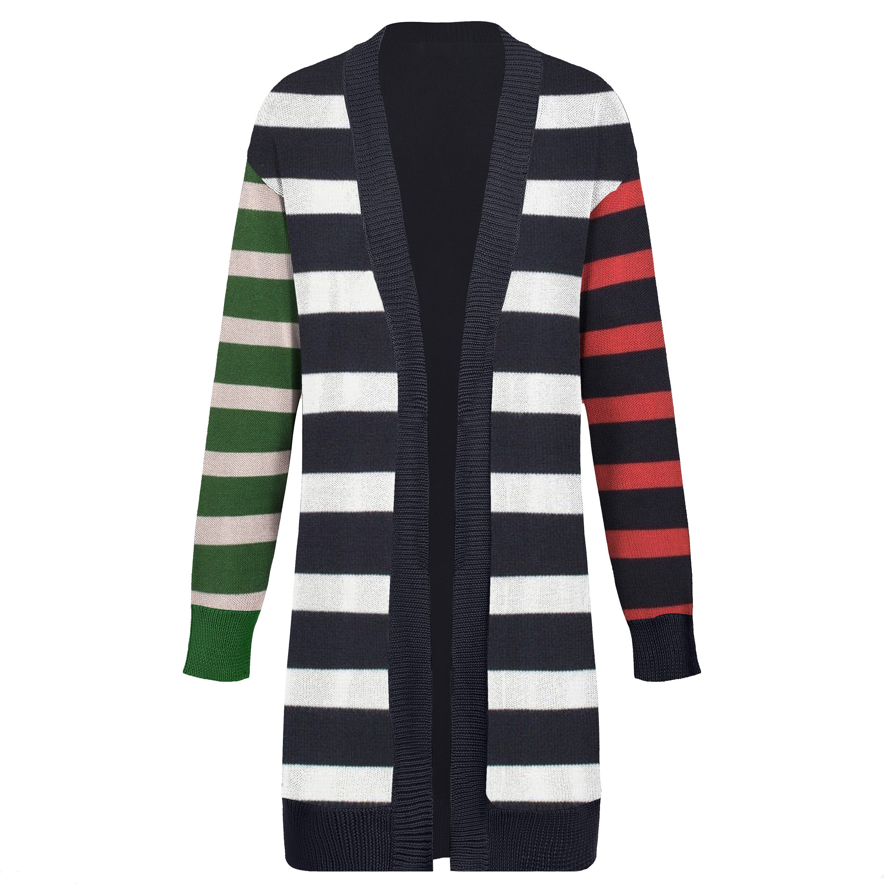 Women's cardigan sweater striped all 2024 match coat