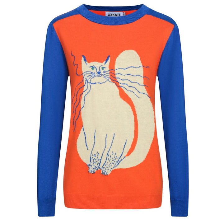 Women's orange vintage cat knitwear-Designed by Agathe Singer