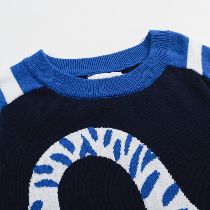 Women's blue Kitty retro striped knitwear