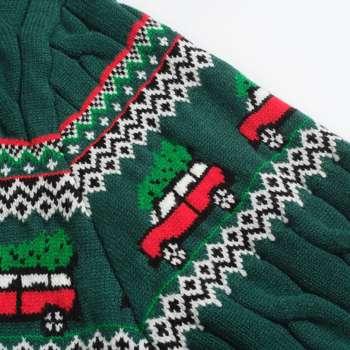 Männer Grüne Weihnachten Jacquard Pullovermantel