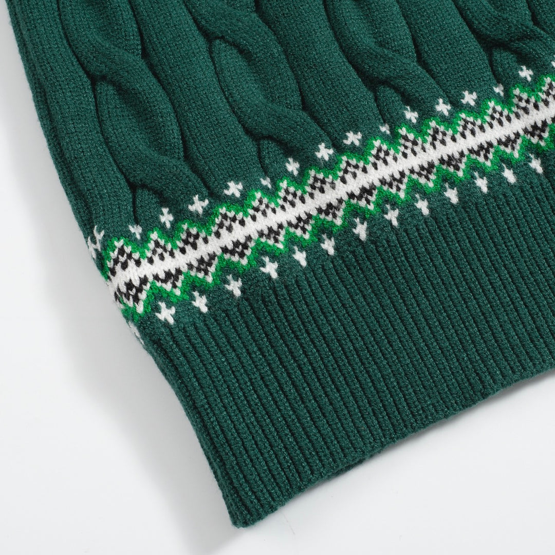 Männer Grüne Weihnachten Jacquard Pullovermantel