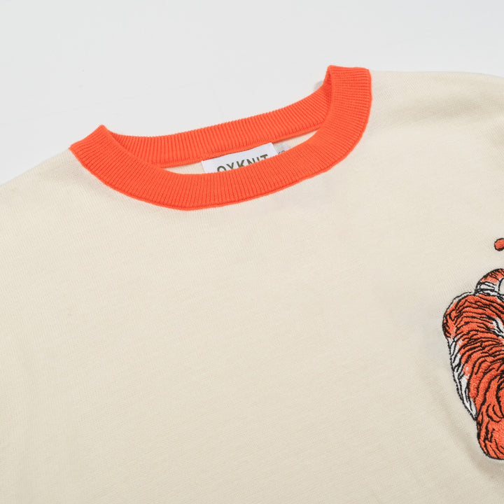 Men's embroidered apricot tiger sweater