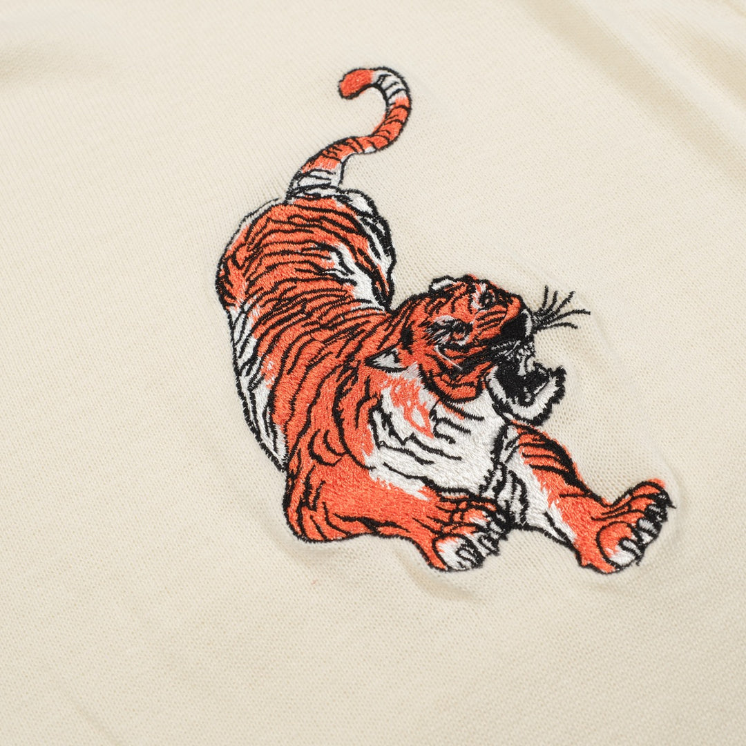 Men's embroidered apricot tiger sweater