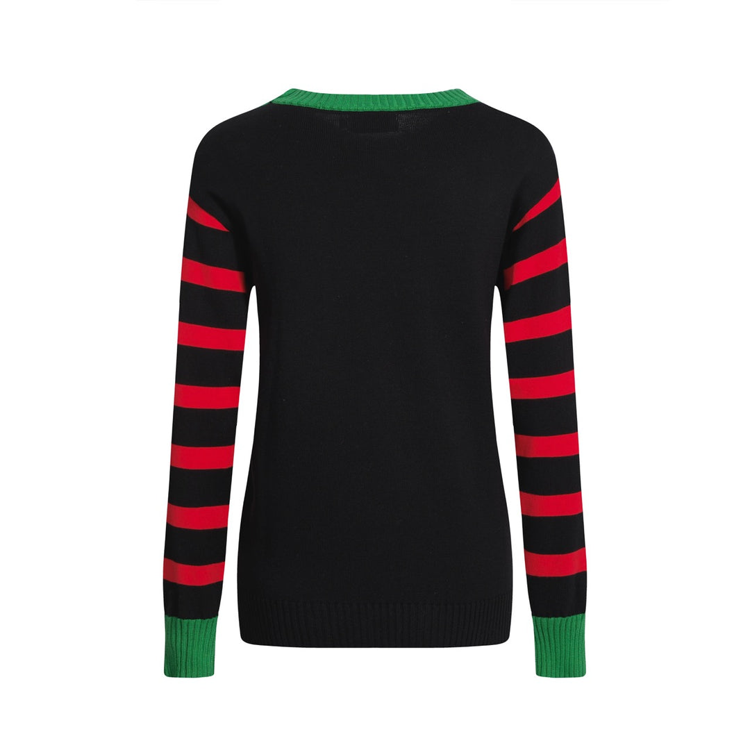 Women's black striped Christmas Jell sweater