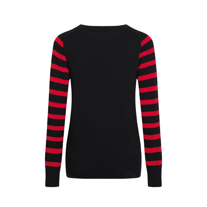 Women's black Christmas tree striped sweater