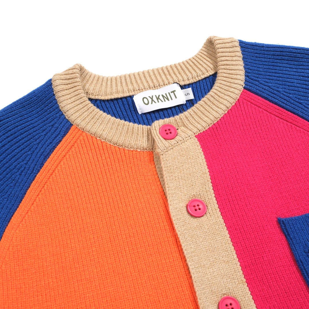 Suéter de cardigan de hombro de contraste multicolor para hombres