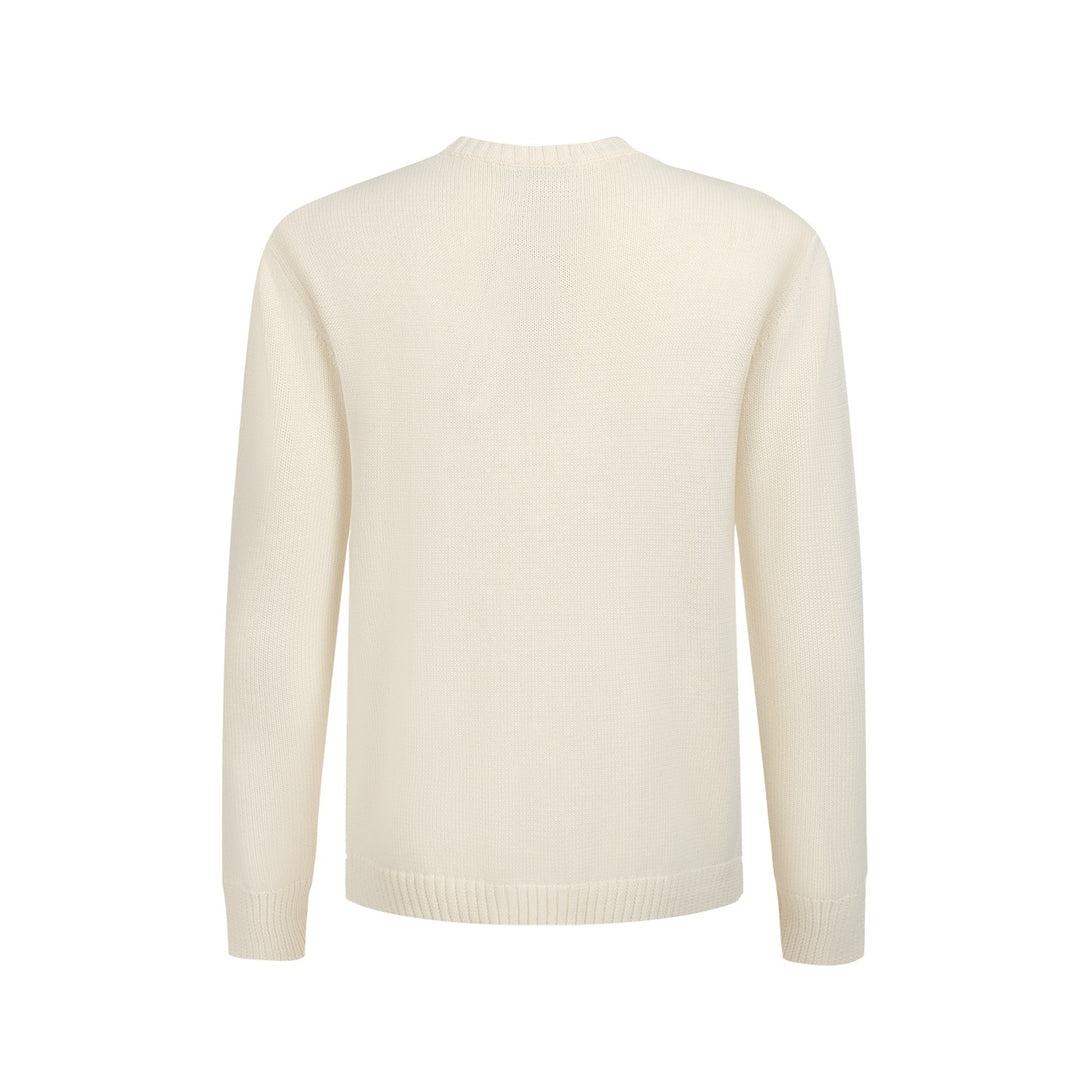 Sweater Jacquard de pelea francesa blanca para hombres Jacquard