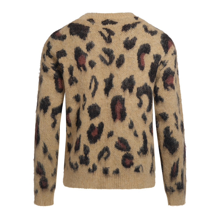 Men's coffee color leopard hair sweater