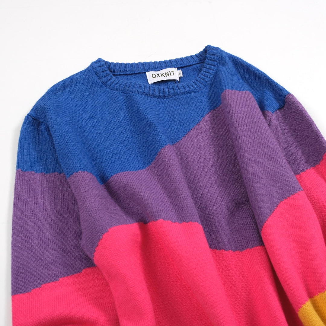 Men's multicolor wavy striped 50s sweater