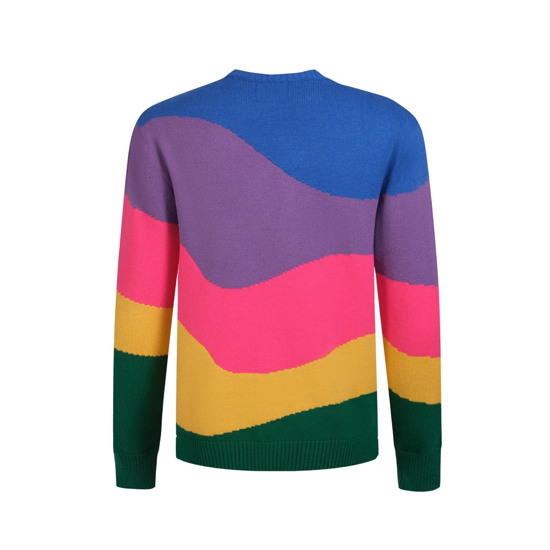 Men's multicolor wavy striped 50s sweater