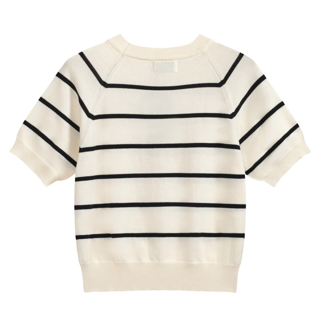 Women's white heart striped knitwear