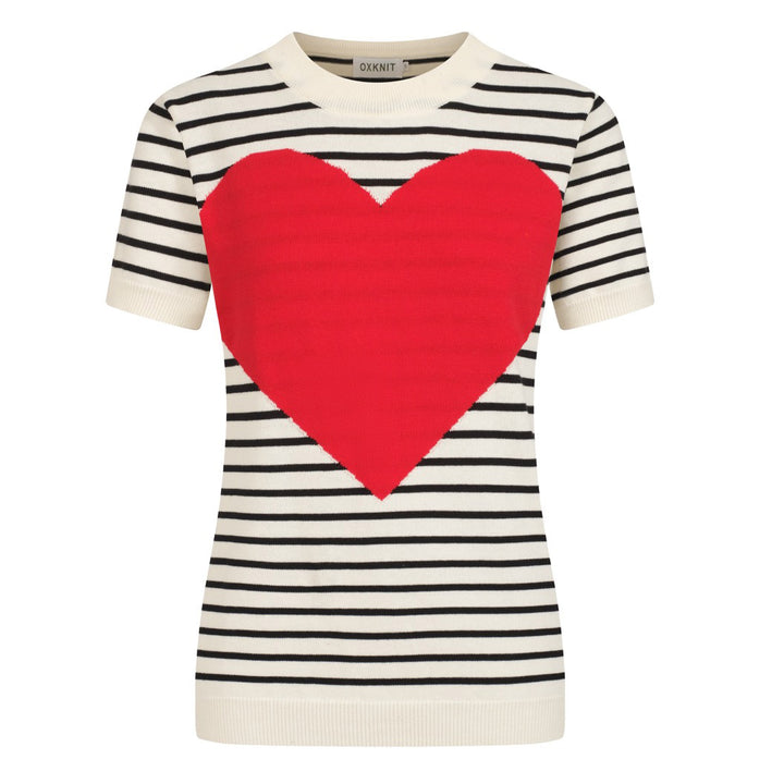 Women's red heart striped knitwear