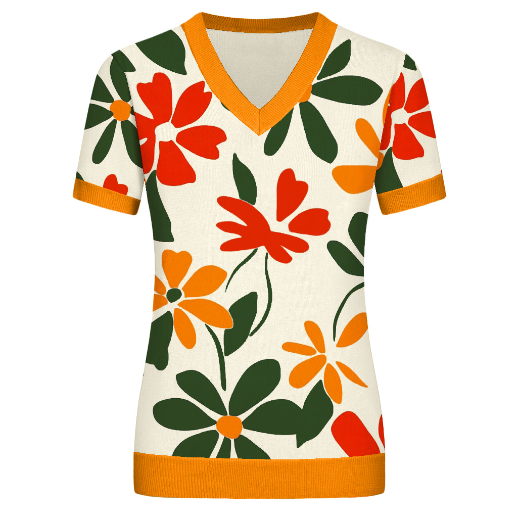 Flor de gato naranja de mujeres Jacquard Knitwear