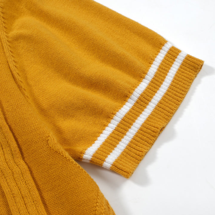 OXKNIT Men Vintage Clothing 1960s Mod Style Casual Yellow Knit Retro Polo