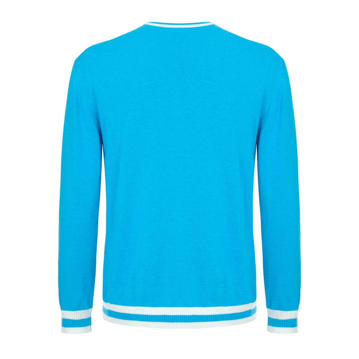 OXKNIT Men Vintage Clothing 1970s Mod Style Casual Sky Blue Long Sleeve Knitwear Retro Top