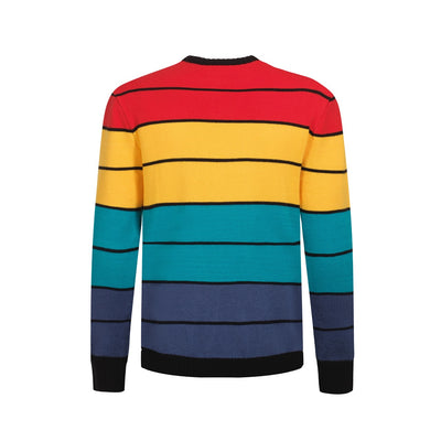 Men's Colorful Striped Knit Sweater – Bold and Stylish Retro Pullover for a Vibrant Look