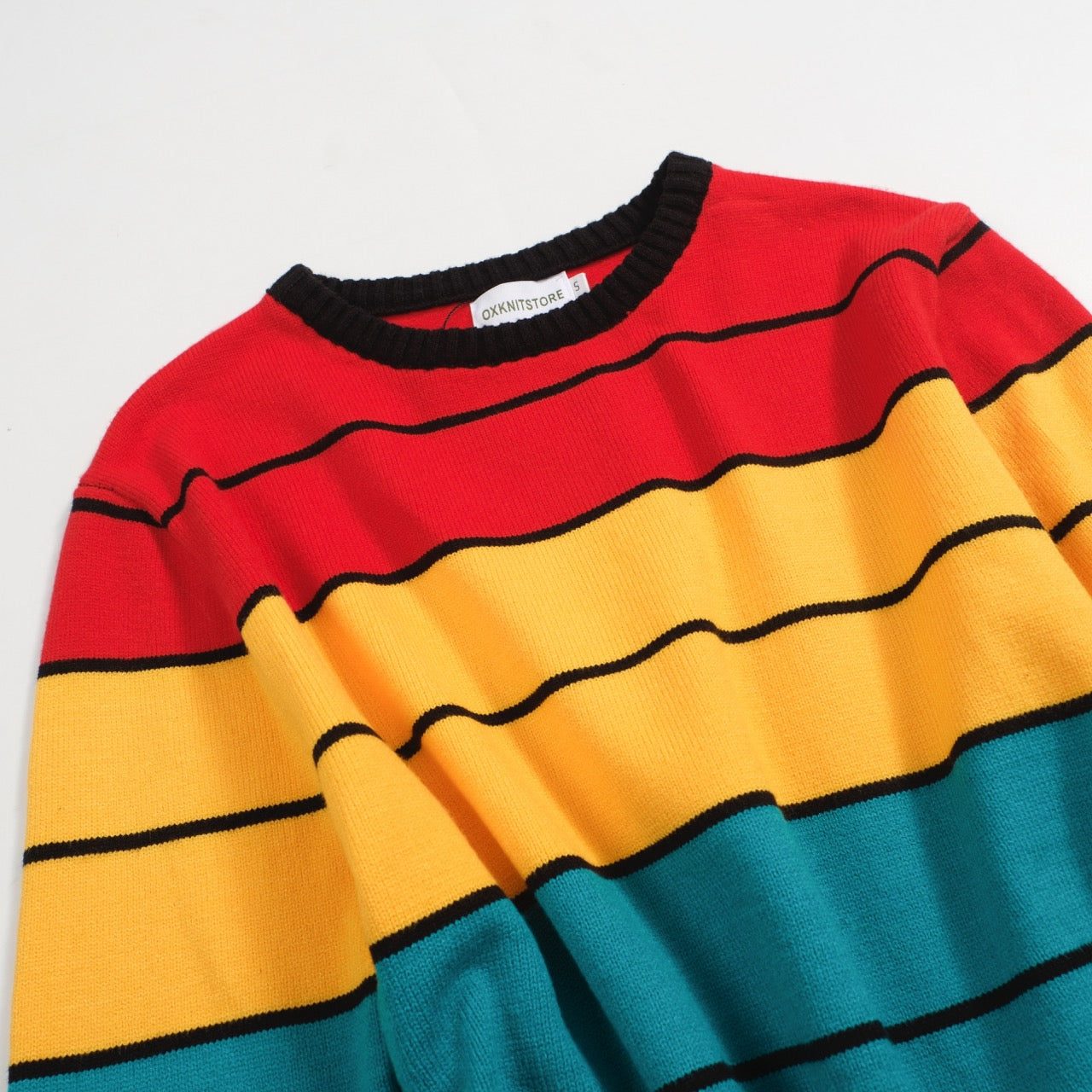 Men's Colorful Striped Knit Sweater – Bold and Stylish Retro Pullover for a Vibrant Look