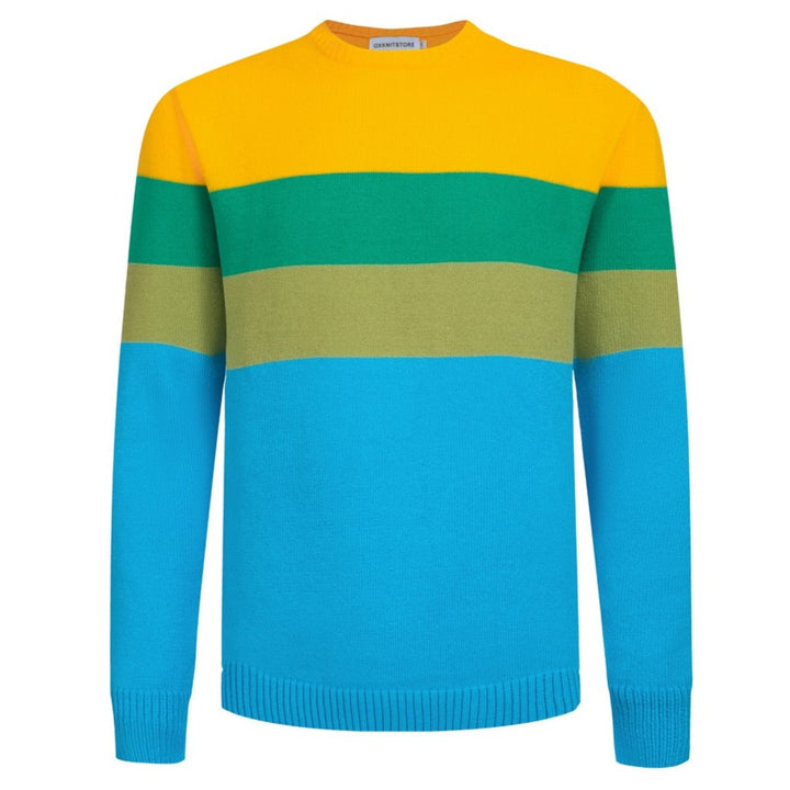 Men's Vibrant Color Block Sweater – Bold and Stylish Knit Pullover for a Modern Look