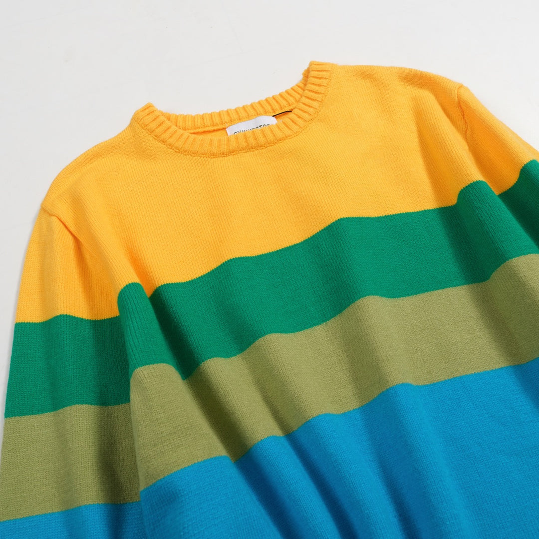 Men's Vibrant Color Block Sweater – Bold and Stylish Knit Pullover for a Modern Look