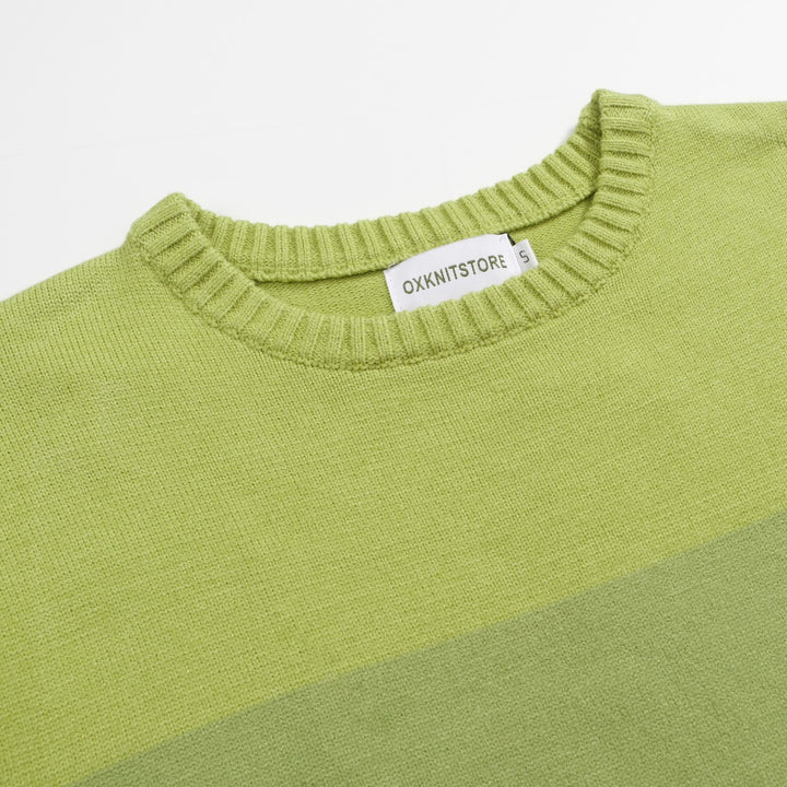 Men's Green Gradient Sweater – Classic Knitwear for Effortless Style