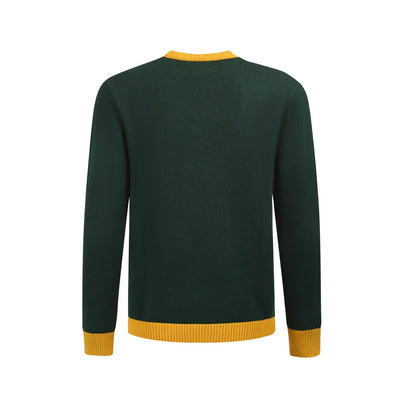 Men's Green Floral Sweater – Retro Sunflower Design Knit Pullover for Bold, Stylish Looks