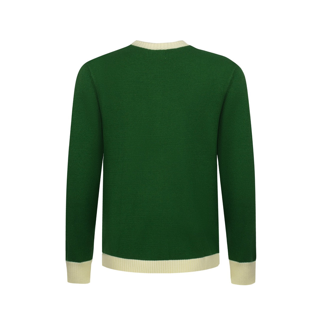 Suéter de patrones de estrellas verdes para hombres: jersey de punto gráfico en negrita con diseño retro para estilo moderno