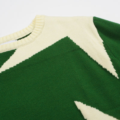 Men's Green Star Pattern Sweater – Bold Graphic Knit Pullover with Retro Design for Modern Style