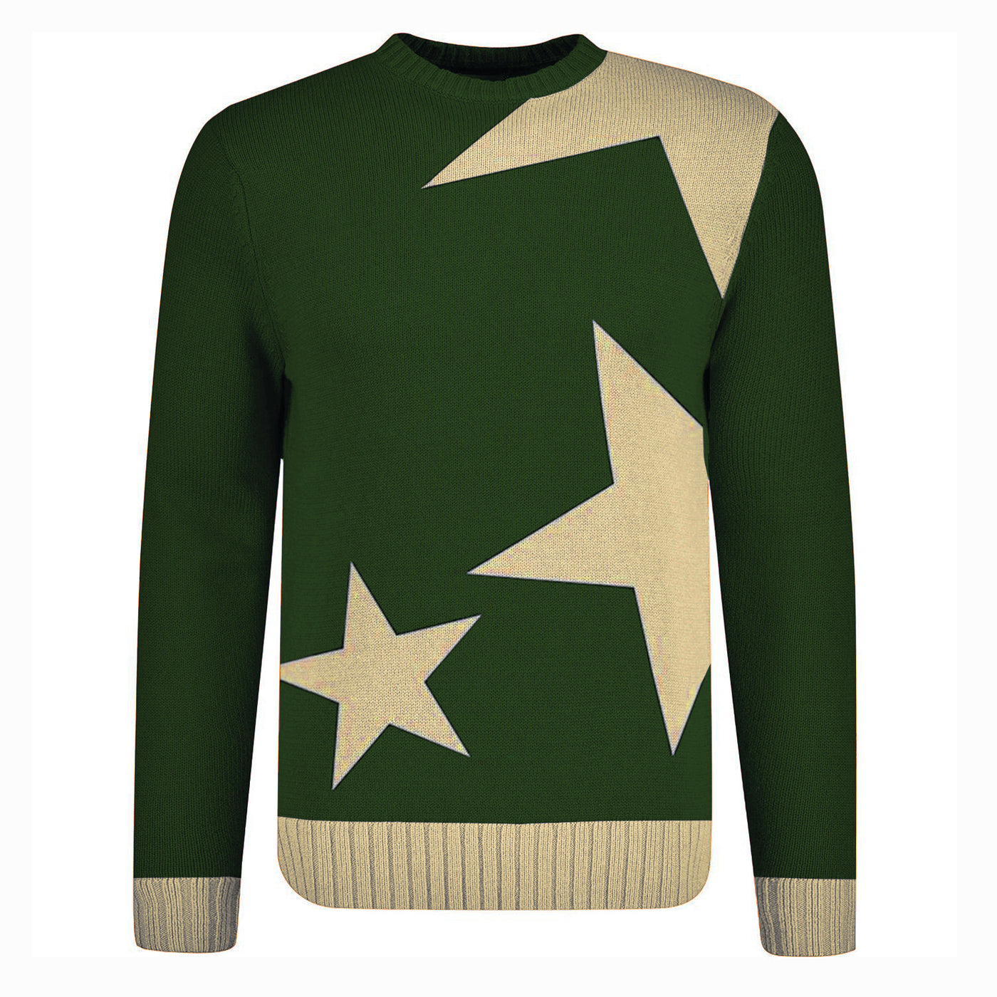 Men's Green Star Pattern Sweater – Bold Graphic Knit Pullover with Retro Design for Modern Style