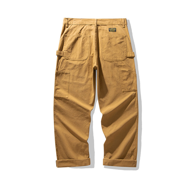 Men's Vintage Casual Canvas Railroad Worker Multi-Pocket Cargo Pants