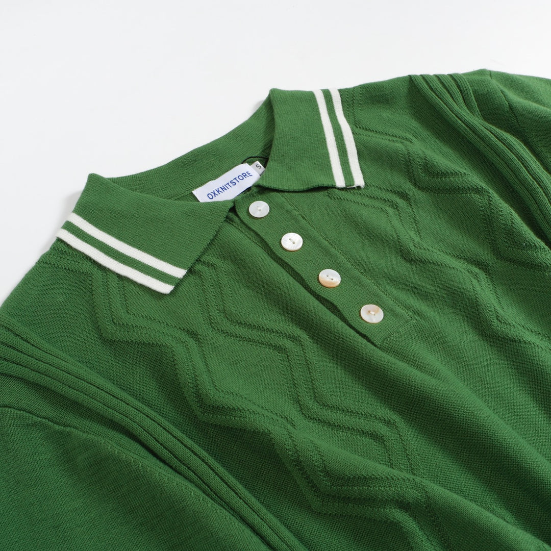 POLO EN MAILLE VERT 70S