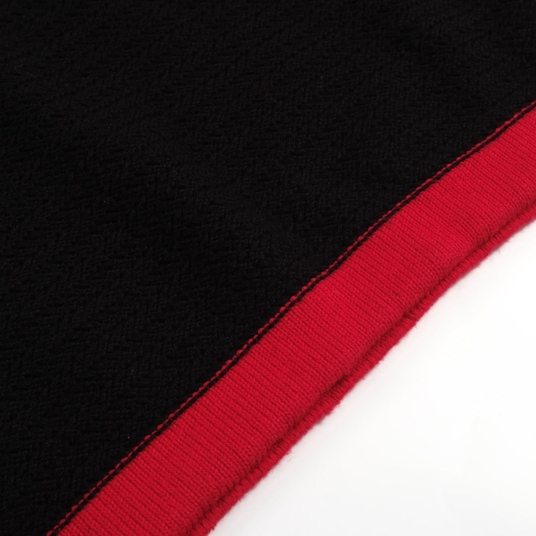 Men's Black Knitted Polo Red V-Neck