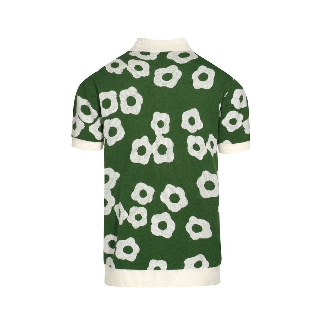 Design Jacquard de verde para hombres Polo de manga corta