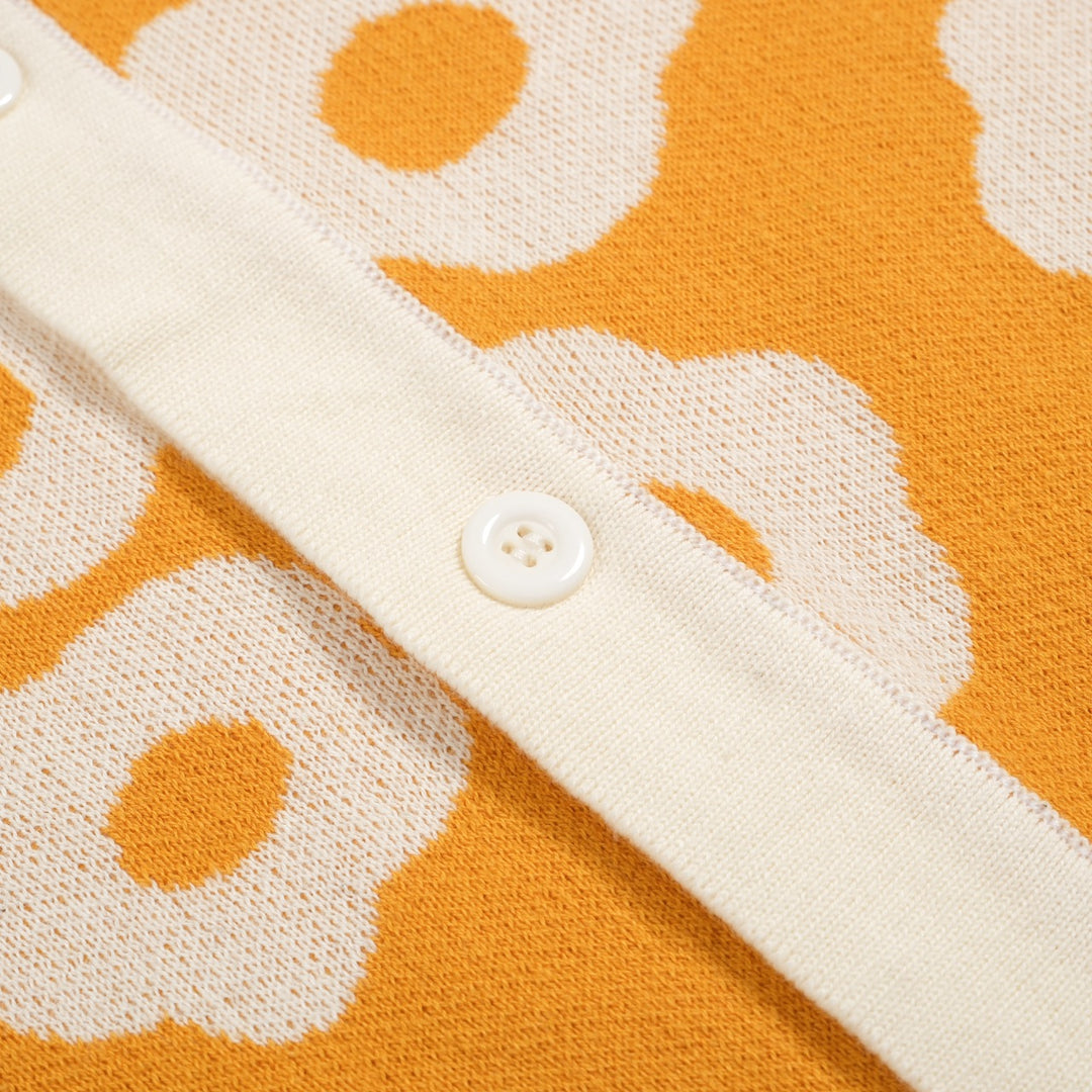 Polo de manga corta de diseño de jacquard de color amarillo y blanco para hombres