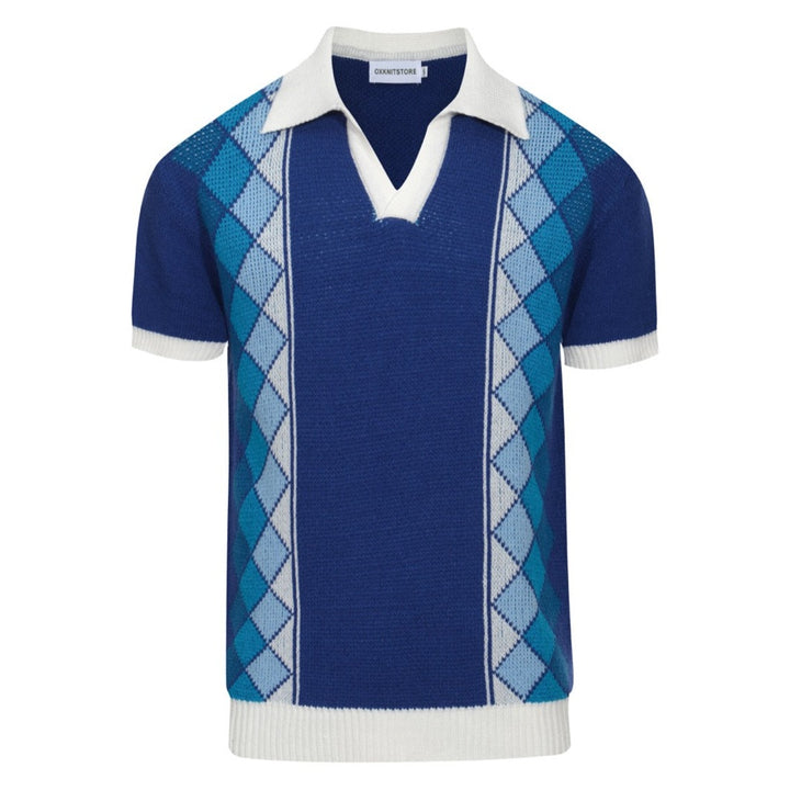 Men's Blue Gradient Short Sleeve Polo Knitwear