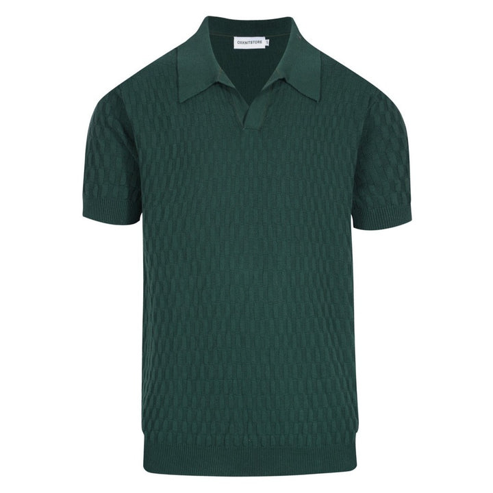 Men's Breathable and Refreshing Short-Sleeved Green Knitted Polo